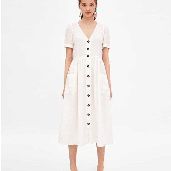 Zara Dresses & Skirts - ZARA Midi Dress With Buttons